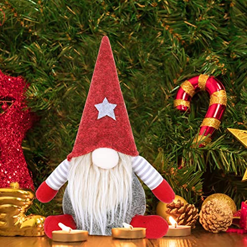 YANGTE 2 Pcs Christmas Gnomes Plush Santa, 11inch Christmas Gonk Dwarf Elf Figurines Xmas Ornaments Tabletop Decoration for Holiday Festival Supplies Plush Doll Gift