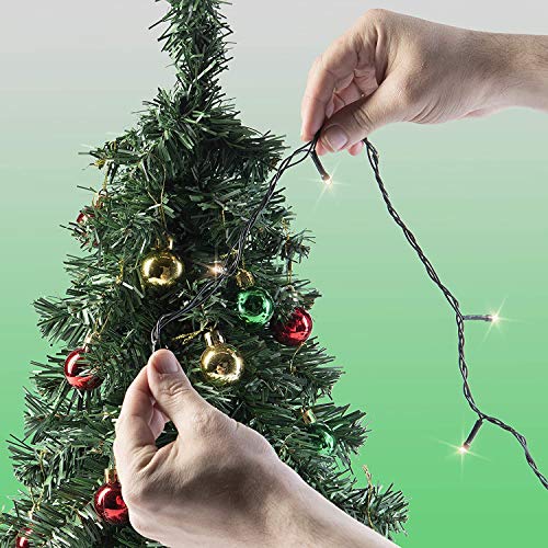 Prextex 23 Inch Tabletop Mini Christmas Tree Set with Warm-White LED Lights, Star Treetopper, Decorated Gift Boxes and Hanging Ornaments for DIY Christmas Decorations, Great Tabletop Christmas Tree