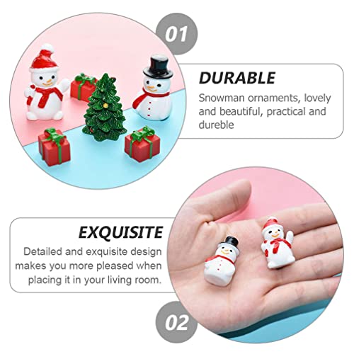 Toddmomy 20pcs Mini Snowman Figurines, Christmas Resin Snowman Decoration with Top Hat for DIY Crafts Christmas Micro Landscape Ornament, Black