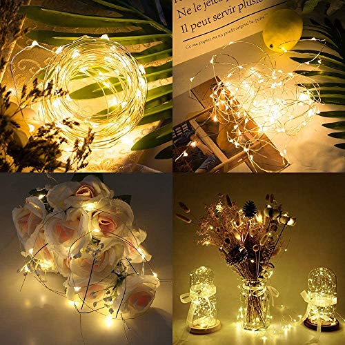 FANSIR Fairy Lights Battery Operated, 2 Pcs 10.8ft 30 LED Copper Wire String Lights Waterproof Fairy Lights for Indoor Outdoor Wedding Decor Bedroom Party Decoration(Warm White)
