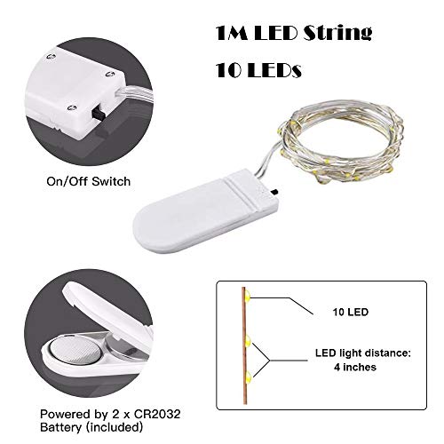 22 Pack LED Fairy Lights, 1M 10 LED Battery Operated String Lights Copper Wire Light for Home Garden Christmas Wedding Party Halloween Concerts Bars Clubs Indoor Outdoor Decoration (Cool White)