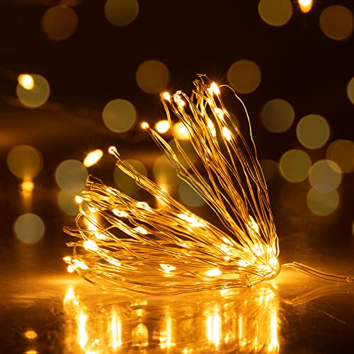 Koopower [2 Pack] 50 LEDs Battery Operated Fairy Lights [Timer & Remote], 6M Waterproof Micro Lights Copper Wire String Lights for Christmas Wedding Party (Warm White)