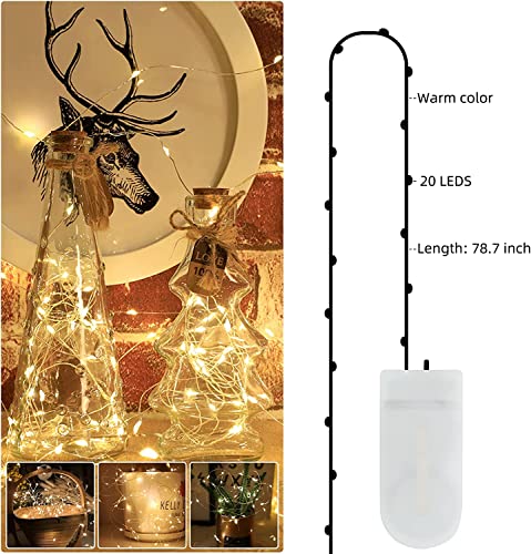Annefly LED Fairy Lights Battery Operated, 3 Pack 2M 20 LED Micro Wire Fairy String Lights for Bedroom Jar Glasses Wedding Party Christmas Lighting Decoration (Warm White-3PCS)