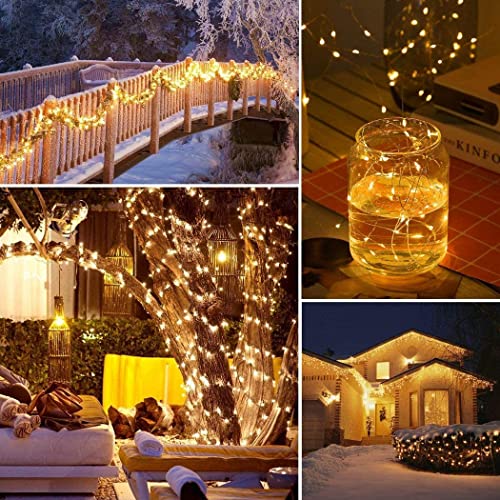 FANSIR Fairy Lights Battery Operated, 2 Pcs 10.8ft 30 LED Copper Wire String Lights Waterproof Fairy Lights for Indoor Outdoor Wedding Decor Bedroom Party Decoration(Warm White)