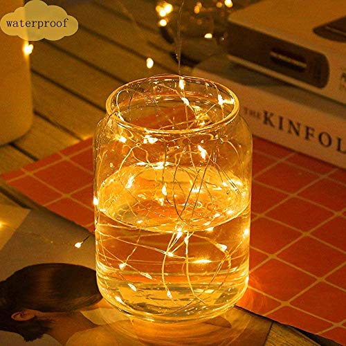 FANSIR Fairy Lights Battery Operated, 2 Pcs 10.8ft 30 LED Copper Wire String Lights Waterproof Fairy Lights for Indoor Outdoor Wedding Decor Bedroom Party Decoration(Warm White)