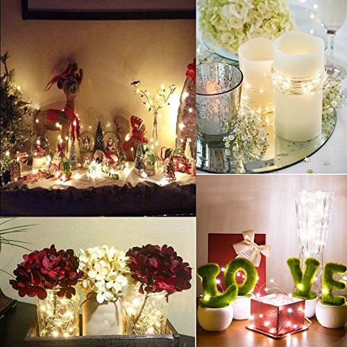 BXROIU Fairy Lights CR2032 Battery Operated,6 Pack 2 Meter 20LEDs Micro Silver Wire String Lights for Bedroom Christmas Party Wedding Decoration (Warm White)