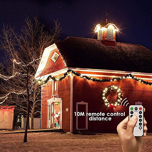 DeepDream LED Fairy String Lights,Battery Powered 200LED 20m/66Ft 8 Modes Copper Wire Waterproof Fairy Lights with Remote Timer Indoor Outdoor for Christmas,Patio,Garden, Wedding,Bedroom-Warm White