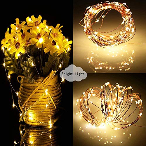 FANSIR Fairy Lights Battery Operated, 2 Pcs 10.8ft 30 LED Copper Wire String Lights Waterproof Fairy Lights for Indoor Outdoor Wedding Decor Bedroom Party Decoration(Warm White)