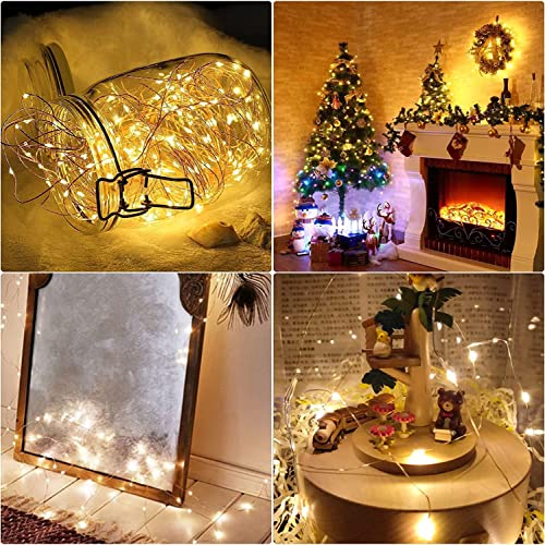 Annefly LED Fairy Lights Battery Operated, 3 Pack 2M 20 LED Micro Wire Fairy String Lights for Bedroom Jar Glasses Wedding Party Christmas Lighting Decoration (Warm White-3PCS)