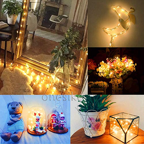 12 PCS LED Fairy String Lights Battery Operated, 20 LEDs 6.5Ft/2M Micro Copper Wire Lights, Waterproof Christmas Starry Decor Rope Lamps for DIY Wedding Party Festival Decorations (Warm White)