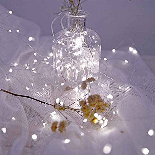 Fairy Lights Battery Operated, 2 Pack 12M 120 LED String Lights Copper Wire Lights with Remote 8 Modes Waterproof Decorative Lighting for Outdoor/Indoor Bedroom Party Wedding Christmas (White)