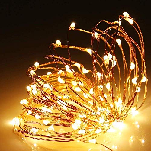 SHATCHI 2M Long 20 Warm White LED Lights Micro Rice Silver Copper Wire Indoor Battery Operated Firefly String Fairy Lights Wedding Party Christmas Decorations Home Bedroom Décor