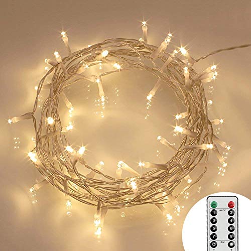 Koopower 50 LED Battery Operated Fairy Lights [Timer & Remote] 6M IP65 Waterproof for Indoor Outdoor (Home, Wedding, Party Decor), 8 Modes, Warm White
