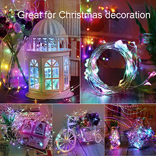 Coloured Fairy Lights Battery Operated, 30 Micro LED Copper Wire String Fairy Lights Indoor, 3m Waterproof Starry Lights for Wedding, Party, Bedroom, Christmas Decor, Multi Coloured