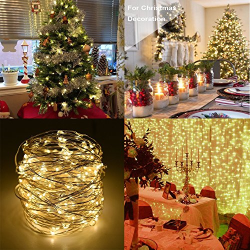 [2 Pack] BXROIU Fairy String Lights Battery Operated, Silver Wire Chains 8 Mode 5 Meters 50 LEDs Timer Fairy Lights with Remote Control for Bedroom Christmas Party Wedding Decoration (Warm White)