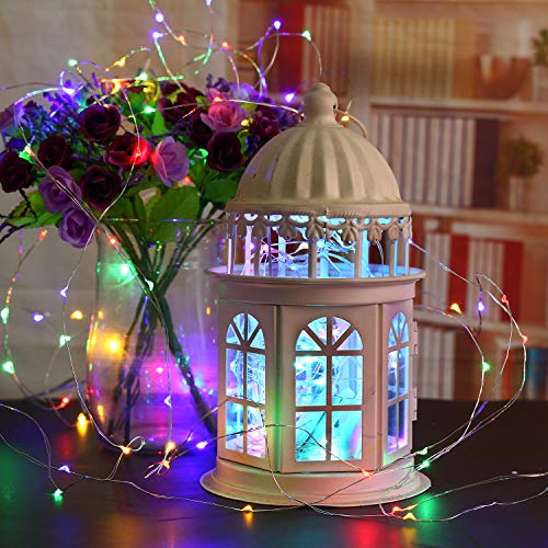 Coloured Fairy Lights Battery Operated, 30 Micro LED Copper Wire String Fairy Lights Indoor, 3m Waterproof Starry Lights for Wedding, Party, Bedroom, Christmas Decor, Multi Coloured