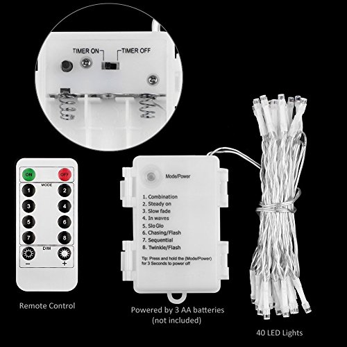 Koopower 50 LED Battery Operated Fairy Lights [Timer & Remote] 6M IP65 Waterproof for Indoor Outdoor (Home, Wedding, Party Decor), 8 Modes, Warm White