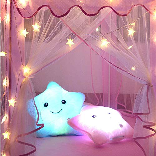 【3-in-1 Function】Abkshine 50 LED Star Fairy Lights, Battery Powered Christmas Lights, Warm White + Multicoloured String Lights for Indoor Outdoor Wedding Bedroom Patio Umbrella Decorations