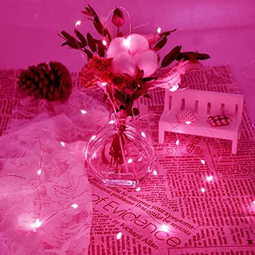 Pink Fairy Lights, Dalugo 30 LED Battery Operated Pink Led Lights for Girls Bedroom Valentines Decorations Christmas Birthday
