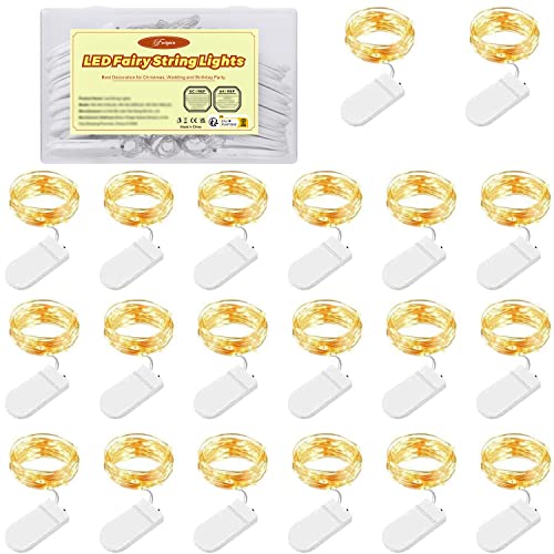 Uoging LED String Lights 20 Pack 1M 10 LED Fairy Lights, Battery Operated Copper Wire Lights for Bedroom Christmas Wedding Party Festival Decoration Outdoor Camping