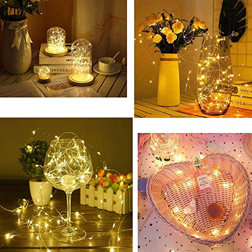 ANGMLN 2 Pack Fairy String Lights Battery Operated 3M 30LED Copper Wire Firefly Small led Lights Starry String Lights DIY Wedding Party Jars Home Garden Indoor Outdoor Decor (Warm White)