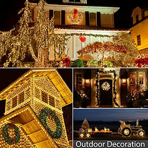 Avoalre Christmas String Lights 40m 300LEDs Battery Powered Fairy Light Indoor Outdoor Auto Timer Decoration with 8 Changing Modes for Xmas, Christmas Tree,Wedding, Party, Birthday - Warm White