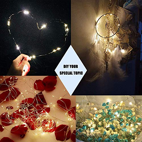 ANGMLN 2 Pack Fairy String Lights Battery Operated 3M 30LED Copper Wire Firefly Small led Lights Starry String Lights DIY Wedding Party Jars Home Garden Indoor Outdoor Decor (Warm White)