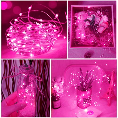 Pink Fairy Lights, Dalugo 30 LED Battery Operated Pink Led Lights for Girls Bedroom Valentines Decorations Christmas Birthday