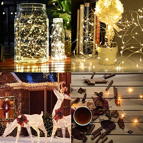 Kolpop Fairy Lights Battery Operated, [4 Packs] 5m 50 LED Copper Wire Christmas String Lights, Warm White LED Fairy Lights twinkle lights for Bedroom Wedding Birthday Party Indoor Tree DIY Decorations