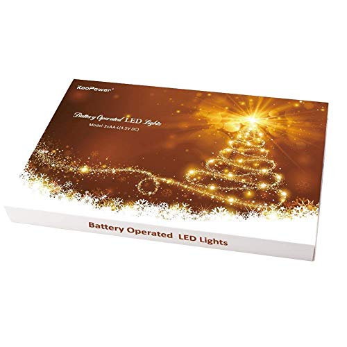 Koopower 50 LED Battery Operated Fairy Lights [Timer & Remote] 6M IP65 Waterproof for Indoor Outdoor (Home, Wedding, Party Decor), 8 Modes, Warm White