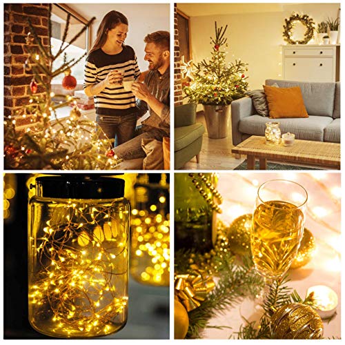 Kolpop Fairy Lights Battery Operated, [4 Packs] 5m 50 LED Copper Wire Christmas String Lights, Warm White LED Fairy Lights twinkle lights for Bedroom Wedding Birthday Party Indoor Tree DIY Decorations