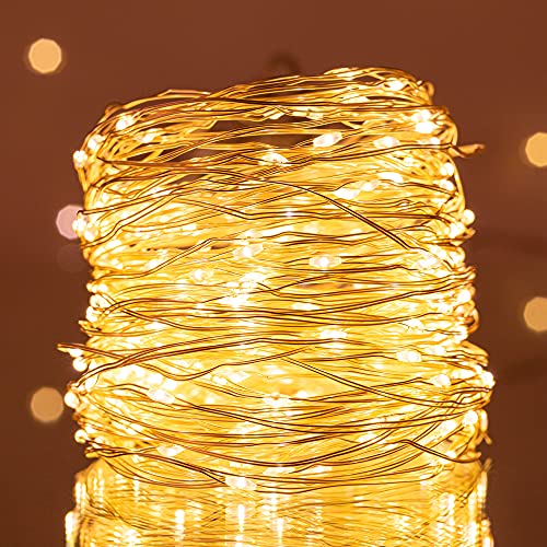 TEKLED® String Fairy Lights | 100 LED [2 Pack] Decorative String Lights | Battery Powered with Remote Control | Waterproof Indoor Outdoor 33FT | Warm White | For Patio Garden Home Christmas Tree Party