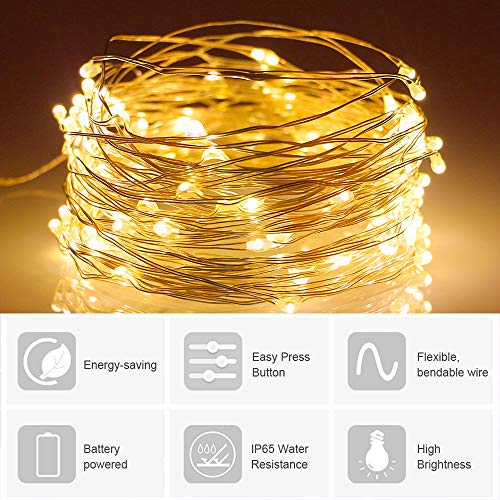 Metaku Fairy Lights Battery Operated 10Ft/3M 30 LED String Lights Twinkle Christmas Lights Indoor Decorative Mini Lights for Home Bedroom Garden Wedding Party Festival Decorations (Warm White, 1 Pack)