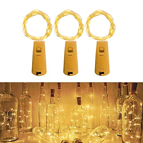Jsdoin Bottle Lights, 2M 20 LED Cork Lights for Bottles, Fairy Lights Battery Operated, 3 Pack LED Bottle Light for Parties, Christmas DIY Table Centrepieces Indoor/Outdoor Decoration(Warm White)