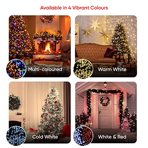 ASAB Battery Operated LED Lights | 50 LED Outdoor Decoration Lights | Waterproof Battery Box | 8 Flashing Modes | Indoor Outdoor Fairy Lights | Christmas Wedding Festive Decoration - Warm White