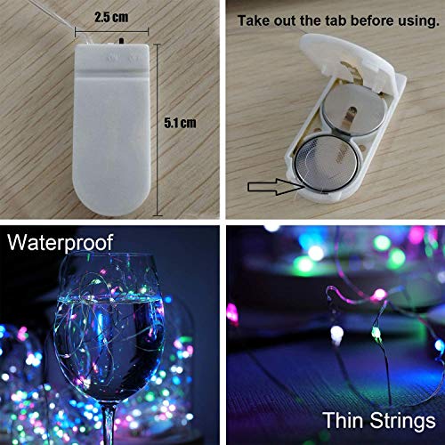 [12 Pack]Ooklee® Fairy Bottle Lights Battery Operated, 2m 20 LED Copper Wire String Light, Rainbow Twinkle Starry Lighting for Table Party Wedding Indoor Jar Garden Christmas Decorations(Multi Colour)