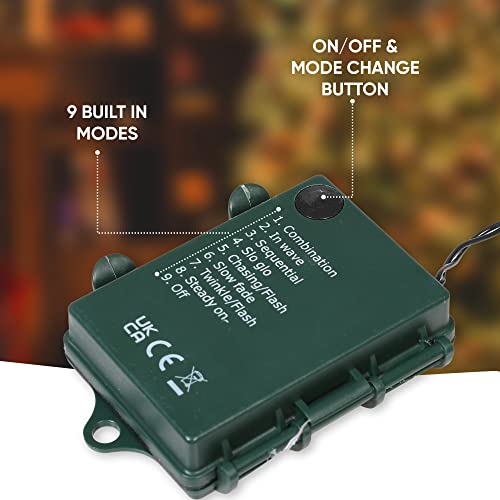 ASAB Battery Operated LED Lights | 50 LED Outdoor Decoration Lights | Waterproof Battery Box | 8 Flashing Modes | Indoor Outdoor Fairy Lights | Christmas Wedding Festive Decoration - Warm White