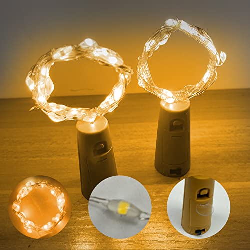 Jsdoin Bottle Lights, 2M 20 LED Cork Lights for Bottles, Fairy Lights Battery Operated, 3 Pack LED Bottle Light for Parties, Christmas DIY Table Centrepieces Indoor/Outdoor Decoration(Warm White)