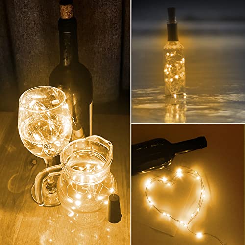 Jsdoin Bottle Lights, 2M 20 LED Cork Lights for Bottles, Fairy Lights Battery Operated, 3 Pack LED Bottle Light for Parties, Christmas DIY Table Centrepieces Indoor/Outdoor Decoration(Warm White)