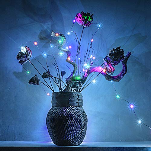 [12 Pack]Ooklee® Fairy Bottle Lights Battery Operated, 2m 20 LED Copper Wire String Light, Rainbow Twinkle Starry Lighting for Table Party Wedding Indoor Jar Garden Christmas Decorations(Multi Colour)
