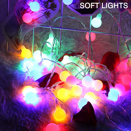 HOMOZE Globe String Lights Waterproof, 5M/50 LED Fairy Lights USB/Battery Operated, 8 Modes Christmas Lights Outdoor/Indoor, Garden Lights for Patio, Gazebo, Bedroom, Party Decorations (Multi-Colour)
