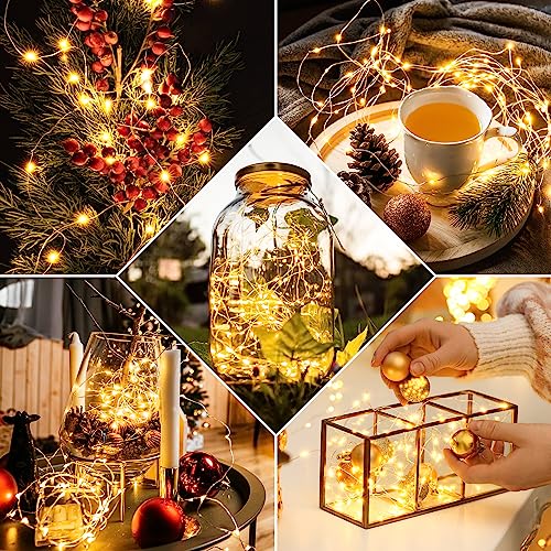 ZeMu Fairy Lights Battery Operated, 5m 50 LEDs Copper Wire String Lights, Waterproof Micro Outdoor/Indoor Lights, Small Warm White Lights for Bedroom Outside Wedding Jars Bottle Decorations