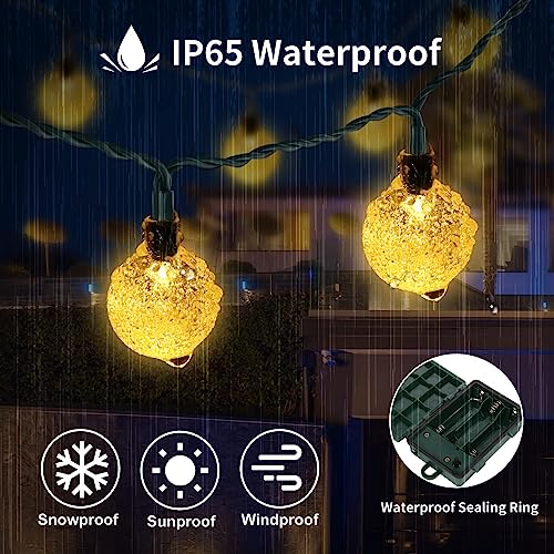 RJEDL [2 Pack] Garden Lights Battery Operated, 9m 60LED with 8 Modes, Waterproof Crystal Balls String Lights Decoration for Outdoor Indoor Christmas Bedroom Garden Room Party Camping