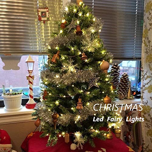 100LED Fairy Light Battery Operated LED Lights with Timer Setting Warm White String Lights, 10M Silver Wire Starry Lighting, for Bedroom, Indoor, Christmas Tree, Wedding Decor Idea Put in Jars