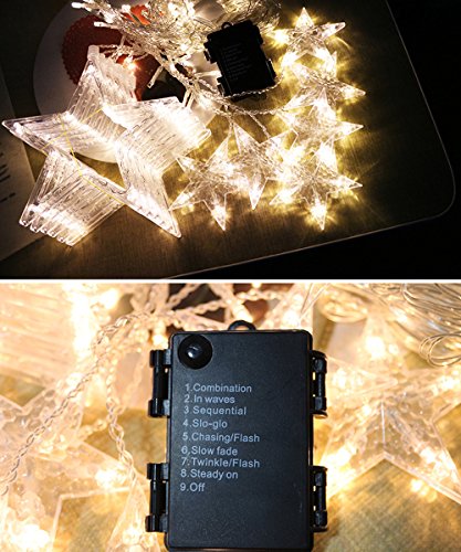 LED Curtain String Lights -Lvozize Star Curtain Lights Battery Operated 2.5m Fairy String Lights With 12 Stars 138pcs Led,8 Modes Window Curtain Lights For Christmas/Wedding/Party