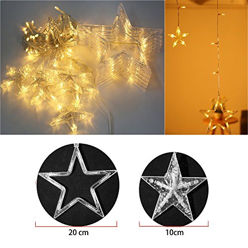 LED Curtain String Lights -Lvozize Star Curtain Lights Battery Operated 2.5m Fairy String Lights With 12 Stars 138pcs Led,8 Modes Window Curtain Lights For Christmas/Wedding/Party