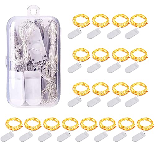 Vacoulery Led Fairy String Lights, 1M 10 LEDs Battery Operated Warm White Lights Copper Wire Fairy Lights for Home Garden Wedding Party Christmas Halloween Indoor Outdoor Decorations (20 Pack)