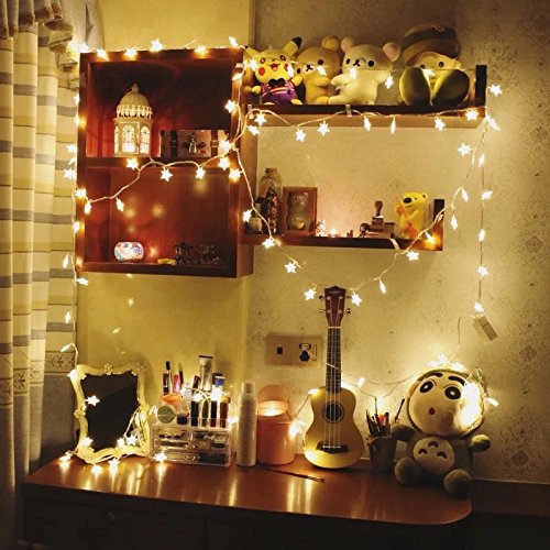 Timewanderer Warm White String Fairy AA Battery Operated Bright LED Decorative Lights Clear Wire for Christmas DIY (5M 50 Stars)