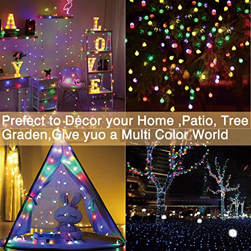 HOMOZE Globe String Lights Waterproof, 5M/50 LED Fairy Lights USB/Battery Operated, 8 Modes Christmas Lights Outdoor/Indoor, Garden Lights for Patio, Gazebo, Bedroom, Party Decorations (Multi-Colour)