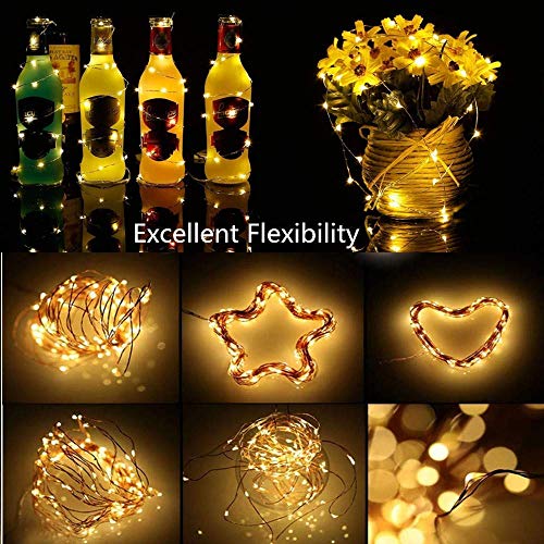 Vacoulery Led Fairy String Lights, 1M 10 LEDs Battery Operated Warm White Lights Copper Wire Fairy Lights for Home Garden Wedding Party Christmas Halloween Indoor Outdoor Decorations (20 Pack)